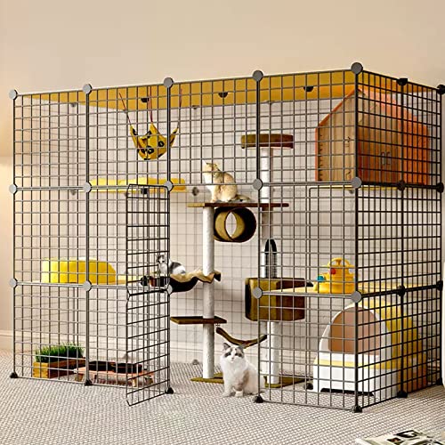 Indoor Katzenkäfige mit Dach - Dickeres Stahlgestell, Einfach zu montieren, Sichere Katzentragetasche, Super Trägergehege für große Katzen von Generisch
