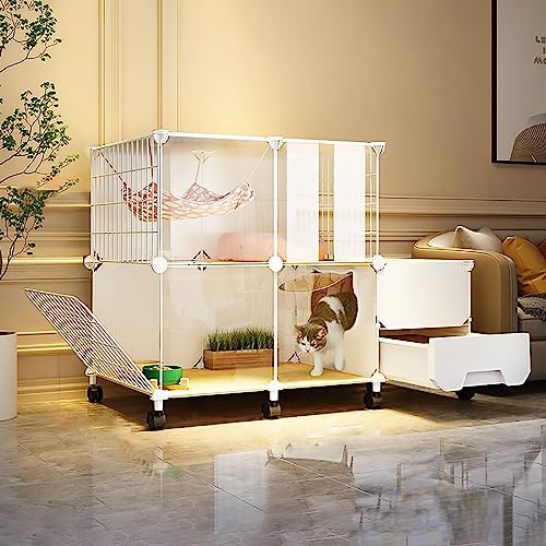 Indoor Katzenlaufstall mit Leiter, Katzenklo, Nest, Napf - Großer Übungskäfig für Kleintiere Indoor Katzenlaufstall mit Leiter, Katzenklo, Nest, Napf - Großer Übungskäfig für Kleintiere von Generisch