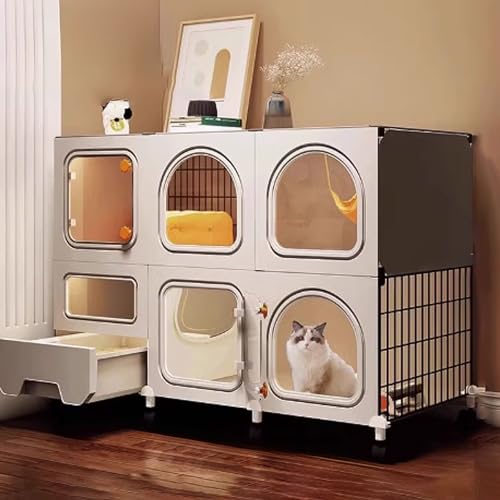 Indoor Katzenlaufstall mit oberer Abdeckung und ausziehbarer Katzentoilette, sicheres Gehege für Zuhause oder Balkon Indoor Katzenlaufstall mit oberer Abdeckung und ausziehbarer Katzentoilette, sicheres Gehege für Zuhause oder Balkon von Generisch