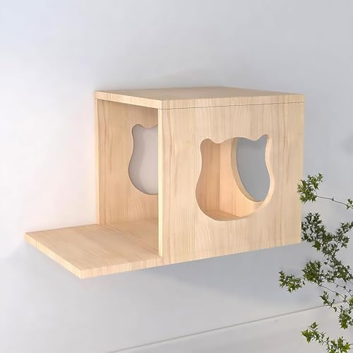 Indoor Massivholz Kratzbaum Wandmontierter Kratzbaum mit Klettergerüst und Sprungplattform für platzsparende Katzenmöbel von Generisch