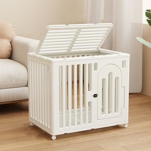 Indoor Pet Cage, Portable Kennel with Wheels & Plastic Tray for Cats Dogs Rabbits, Ideal for Camping RV Yard Home Use von Generisch