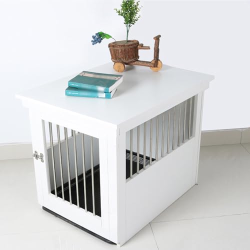 Indoor Pet Crate, Holz Edelstahl Hundekäfig Möbel, Leicht zu Reinigen Couchtisch Design mit Tablett für Mittlere und Große Hunde Indoor Pet Crate, Holz Edelstahl Hundekäfig Möbel, Leicht zu Reinigen Couchtisch Design mit Tablett für Mittlere und Große Hunde von Generisch