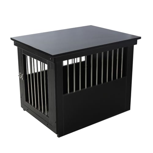 Indoor Pet Crate, Holz Edelstahl Hundekäfig Möbel, Leicht zu Reinigen Couchtisch Design mit Tablett für Mittlere und Große Hunde von Generisch