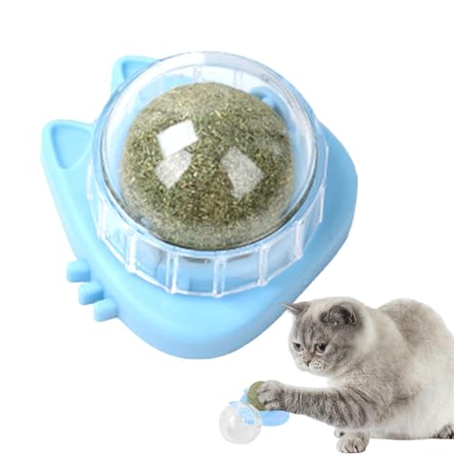 Interaktives Katzenminze-Ballspielzeug für Katzen | Zahnen & Reinigen Kauspielzeug mit drehbarem Design | Lustiges & Fesselndes Spielspielzeug für Katzen | Katzenminze Infused Care Ball für Glückliche von Generisch