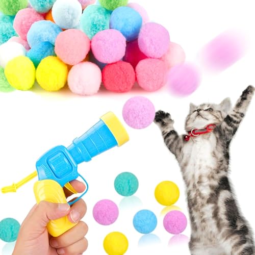 DEEMEIS Katzenspielzeug, Interaktives Katzenspielzeug, Ballwerfer mit 100 weichen Bommelbällen, Katzenapportierspielzeug für Indoor-Übungen, Haustierjagd-Trainingsspielzeug DEEMEIS Katzenspielzeug, Interaktives Katzenspielzeug, Ballwerfer mit 100 weichen Bommelbällen, Katzenapportierspielzeug für Indoor-Übungen, Haustierjagd-Trainingsspielzeug von Generisch