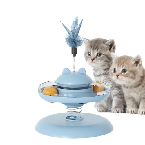 Interaktives Katzenspielzeug, Katzenfutterspender, Track-Spielzeug, Katzen-Leckerli-Spender-Ball, Leckerli-Spender, Katzenspielzeug, Tumblerr Teaser, Katzenspielzeug mit neckendem Federstab, von Generisch
