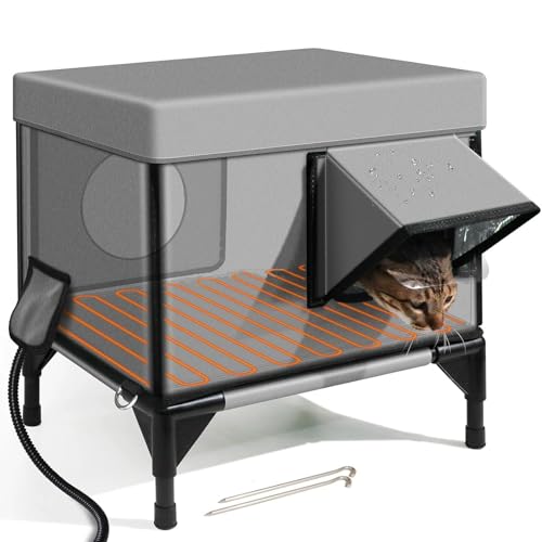 Isolierter Outdoor-Katzenunterstand, wetterfest & beheizt für den Winter, sichere Fluchttür & Magnetschloss für Wild- und Scheunenkatzen, Zwei Ausgänge Isolierter Outdoor-Katzenunterstand, wetterfest & beheizt für den Winter, sichere Fluchttür & Magnetschloss für Wild- und Scheunenkatzen, Zwei Ausgänge von Generisch