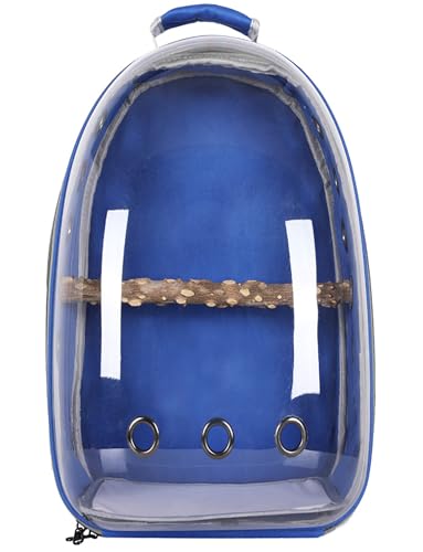 Käfig mit Sitzstange Tragetasche für kleine Tiere Transport für Vögel Belüftung transparenter Rucksack für Raumkapseln für Reisen, Wandern und den Außenbereich (Blau) von Generisch