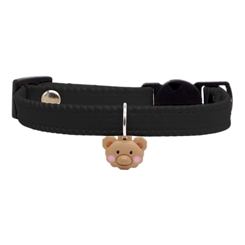 Kätzchenhalsband, Verstellbares Haustierhalsband, Kunstleder Katzenhalsband, Niedlicher Bär Anhänger Halsband, Weiches Haustier Halsband, Schnellverschluss Kätzchenhalsband, Haustierhalsband für von Generisch