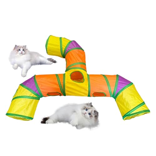Kätzchentunnel, Katzentunnel für Indoor-Katzen, Regenbogen Faltbare Röhre Spielplatz für Kätzchen, Stressreduzierende weiche Katzentunnel für Indoor-Katzen Drei-Wege-Katzentunnel, Peek Katzenhöhle von Generisch