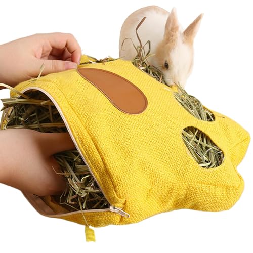Kaninchen-Heu-Beutel – Kaninchen- und Meerschweinchenfutter | Heu-Lebensmittelaufbewahrung | vergrößerter Mund hinzufügen | waschbar 4-Loch-Snack zum Füttern von Generisch