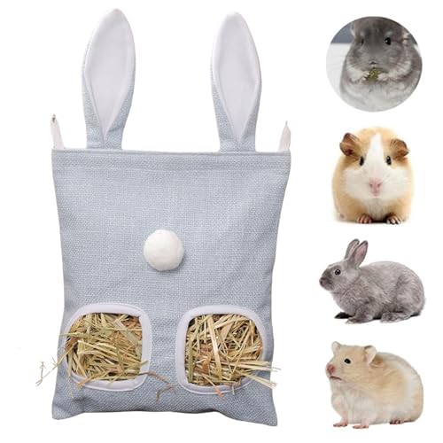 Kaninchen Heutasche, Meerschweinchen Heutasche, Hasen-Futterstation Heutaschen, Hängender Futtersack für Kleintiere, für Kaninchen/Meerschweinchen/Chinchilla (Blau, S) von Generisch