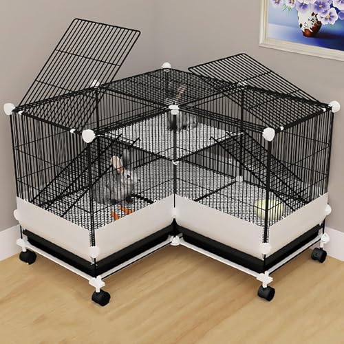 Kaninchenkäfig 2-lagig mit Schalen und Urinschutz, geräumiger Indoor-Stall für Kaninchen, Meerschweinchen, Eichhörnchen von Generisch