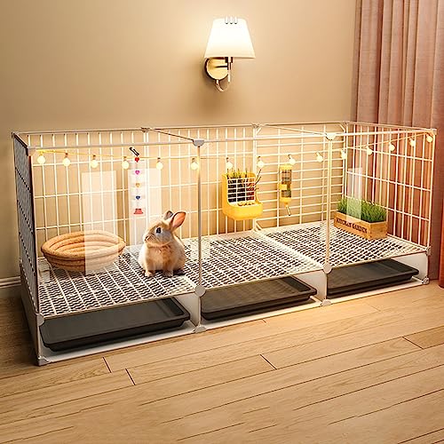 Kaninchenkäfig für Innenbereiche, Kleintierstall mit transparenter Acrylplatte, Tür, Tragbarer Hunde-Laufstall, Metalldraht, Hofzaun von Generisch