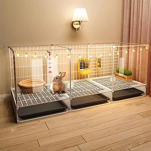 Kaninchenkäfig für Innenbereiche, Kleintierstall mit transparenter Acrylplatte, Tür, Tragbarer Hunde-Laufstall, Metalldraht, Hofzaun von Generisch