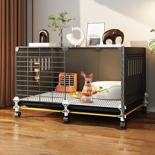 Kaninchenkäfig Indoor Hasenstall mit Rollen, Abnehmbarer Metalldraht, Abnehmbare Schale Urin Splash Baffle, Großer Übungsraum für Kleintiere von Generisch