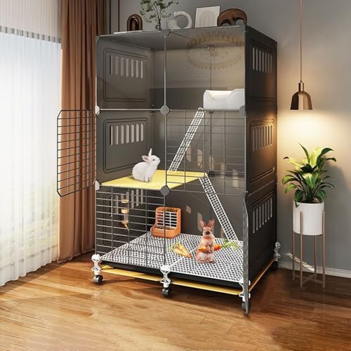 Kaninchenkäfig Indoor Hasenstall mit Rollen, Abnehmbarer Metalldraht, Abnehmbare Schale Urin Splash Baffle, Großer Übungsraum für Kleintiere von Generisch