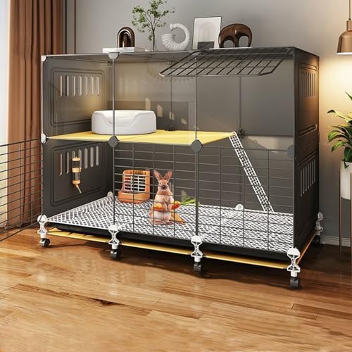 Kaninchenkäfig Indoor Hasenstall mit Rollen, Abnehmbarer Metalldraht, Abnehmbare Schale Urin Splash Baffle, Großer Übungsraum für Kleintiere von Generisch