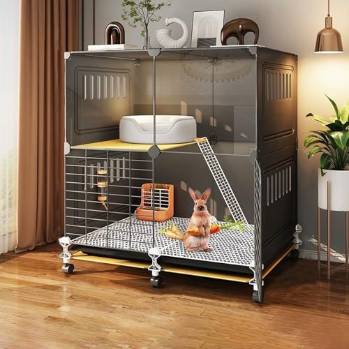 Kaninchenkäfig Indoor Hasenstall mit Rollen, Abnehmbarer Metalldraht, Abnehmbare Schale Urin Splash Baffle, Großer Übungsraum für Kleintiere von Generisch