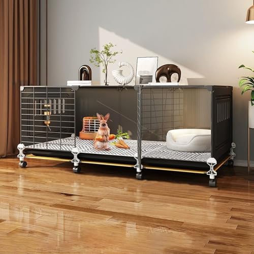 Kaninchenkäfig Indoor Hasenstall mit Rollen, Abnehmbarer Metalldraht, Abnehmbare Schale Urin Splash Baffle, Großer Übungsraum für Kleintiere von Generisch
