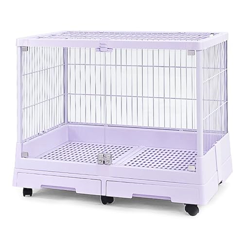 Kaninchenkäfig auf Rädern mit herausziehbaren Schalen, Tür aus gehärtetem Glas, herausnehmbares Kleintierhaus für Kaninchen und Meerschweinchen von Generisch