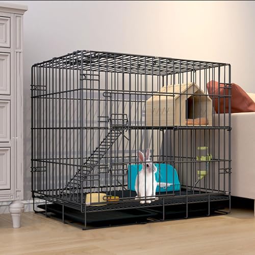 Kaninchenkäfig für den Innenbereich, zusammenklappbar, Metall, für Frettchen, Chinchilla, Igel, mit herausziehbarem Tablett, Käfig für Kleintiere von Generisch