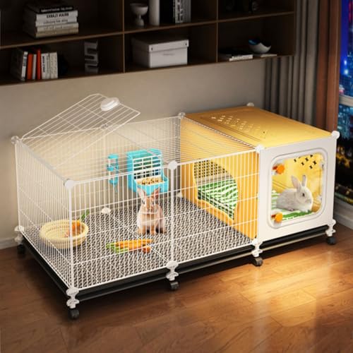 Kaninchenkäfig für den Innenbereich mit Lounge-Bereich, geschlossenes Haus für Frettchen, Chinchillas, Igel, mit verschiebbaren Tabletts und Universalrollen für einfache Mobilität von Generisch