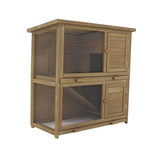 Kaninchenstall, 2 Etagen, 91,5X 91.8X 40,3 cm, Holz mit Gitter von Generisch