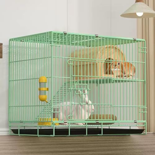 Kaninchenstall Indoor Hasenkäfig 2-lagiges Metallhaus mit ausziehbarer Kotschale und Fußpolster, leicht zu reinigen und faltbar für Kleintiere von Generisch