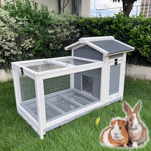 Kaninchenstall Indoor Outdoor Käfig mit auslaufsicherer Schale, Große 360°-Räder, Schiebeschalen für Kaninchen und Frettchen von Generisch