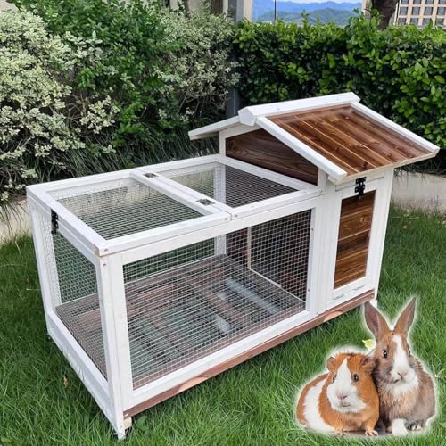 Kaninchenstall Indoor Outdoor Käfig mit auslaufsicherer Schale, Große 360°-Räder, Schiebeschalen für Kaninchen und Frettchen von Generisch