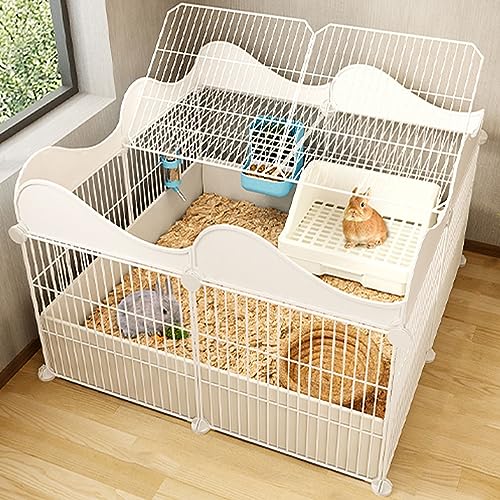 Kaninchenstall Indoor für 2 Kaninchen, Metalldraht Kleintierkäfig Haustiergehege, für 1-2 Katzen Kleintiere, Indoor DIY Zwinger Kiste Großer Übungsplatz Ideal von Generisch