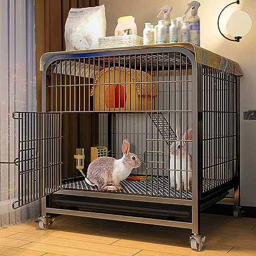 Kaninchenstall Indoor für 2 Kaninchen – Geräumiger überdachter Kleintierlaufstall perfekt für Frettchen, Chinchilla, Kätzchen – Premium-Lebensraum für sicheres und komfortables Leben – einfach zu von Generisch