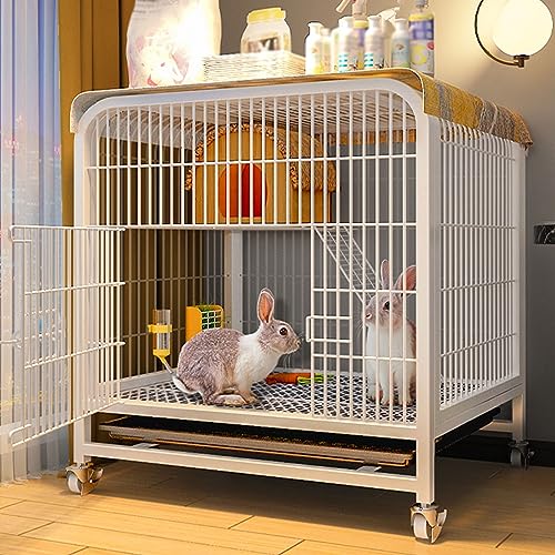 Kaninchenstall Indoor für 2 Kaninchen – Geräumiger überdachter Kleintierlaufstall perfekt für Frettchen, Chinchilla, Kätzchen – Premium-Lebensraum für sicheres und komfortables Leben – einfach zu von Generisch