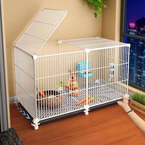 Kaninchenstall für den Innenbereich, Kaninchenkäfig mit tiefer, auslaufsicherer herausziehbarer Schale, Kleintierhaus für Meerschweinchen und Hühner, einfache Mobilität mit Rollen Kaninchenstall für den Innenbereich, Kaninchenkäfig mit tiefer, auslaufsicherer herausziehbarer Schale, Kleintierhaus für Meerschweinchen und Hühner, einfache Mobilität mit Rollen von Generisch