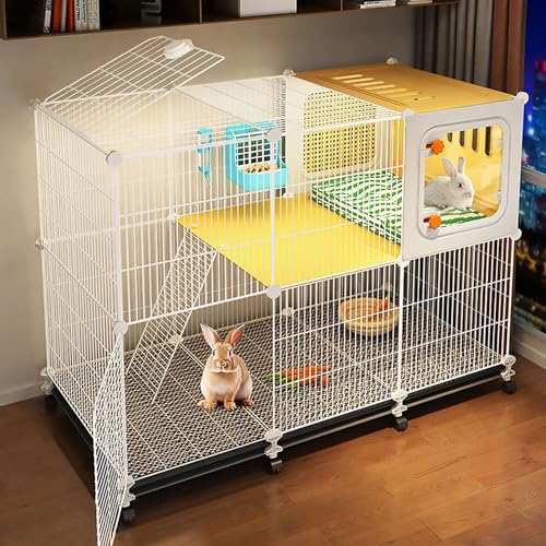 Kaninchenstall für den Innenbereich – Kaninchenkäfig mit Nestbereich und Lüftungsblech, verschlüsseltes Eisennetz, um ein Feststecken des Fußes zu verhindern, langlebiges Design Kaninchenstall für den Innenbereich – Kaninchenkäfig mit Nestbereich und Lüftungsblech, verschlüsseltes Eisennetz, um ein Feststecken des Fußes zu verhindern, langlebiges Design von Generisch