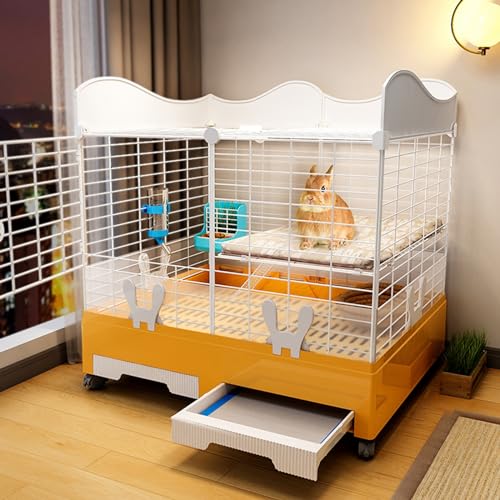 Kaninchenstall für den Innenbereich mit Rollen, großer Käfig für Meerschweinchen und Chinchillas mit 2 Türen, herausziehbarer Wanne und Urinschutz für einfache Reinigung Kaninchenstall für den Innenbereich mit Rollen, großer Käfig für Meerschweinchen und Chinchillas mit 2 Türen, herausziehbarer Wanne und Urinschutz für einfache Reinigung von Generisch