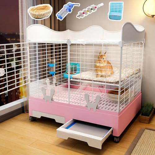 Kaninchenstall für den Innenbereich mit Rollen, großer Käfig für Meerschweinchen und Chinchillas mit 2 Türen, herausziehbarer Wanne und Urinschutz für einfache Reinigung Kaninchenstall für den Innenbereich mit Rollen, großer Käfig für Meerschweinchen und Chinchillas mit 2 Türen, herausziehbarer Wanne und Urinschutz für einfache Reinigung von Generisch