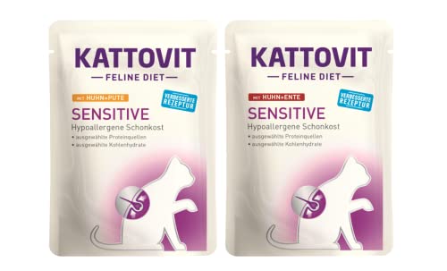 Kattovit Feline Diet Sensitive Bundle 20x 85g / 10x Huhn&Ente und 10x Huhn&Pute/Zur Minderung von Ausgangerzeugnis- und Nährstoffintoleranzerscheinungen von Generisch