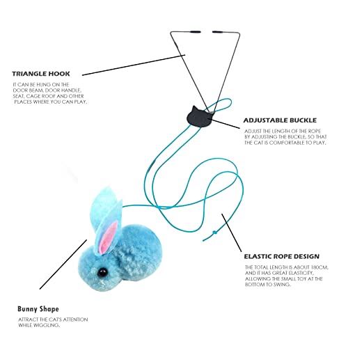 Katzen-Haustier-Kaninchen-Tür mit verstellbarem automatischem -Seil, elastischem für Katzen, die selbst am Fenster hängen, Heimtierbedarf Hängendes Katzenspielzeug Für Türrahmen (Blue, One Size) von Generisch