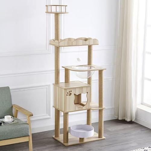 Katzen-Klettergerüst mit Doppelkapsel, klassisches, einfaches Modell, kratzfest, für den Heimgebrauch, kein Platz, Katzenparadies (XS) von Generisch