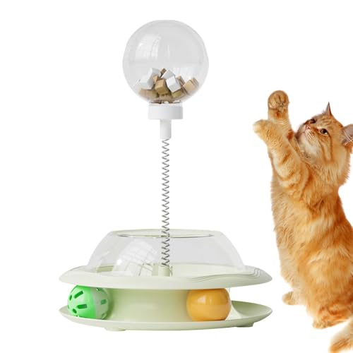 Katzen Leckerli Spender Spielzeug | Interaktiver Leckerli Spender Für Katzen Mit Federangel Und Bällen | Unterhaltsamer Futterautomat Für Training Und Indoor Spiel | Bewegungsförderndes von Generisch