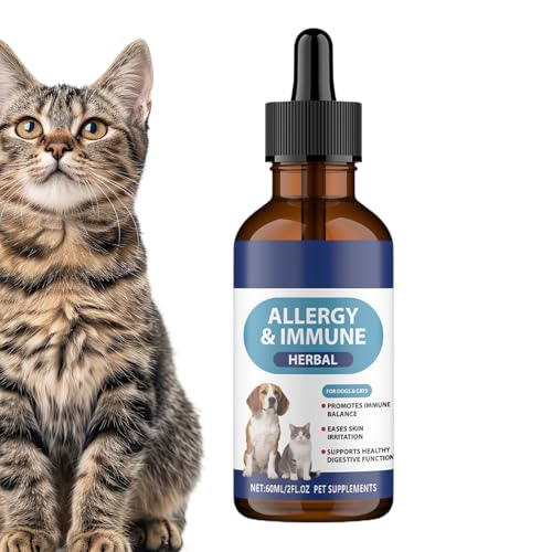 Katzen Nahrungsergänzungsmittel Tropfen - 60ml Natürliche Flüssigkeit | Hundefutter Ergänzung | Für Innen Außen Haus Senior Welpe Pflege Erholung Kitten Magen von Generisch