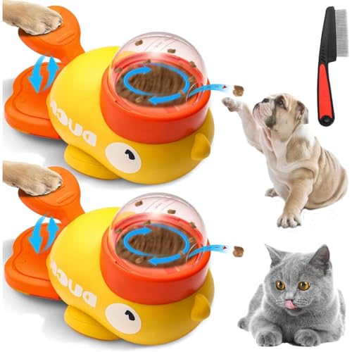 Katzen-Schlitz-Maschine Leckerli-Spender, Leckerli-Spielautomat für Katzen und Hunde, Enten-Hunde-Leckerli-Spender (2 Stück) von Generisch