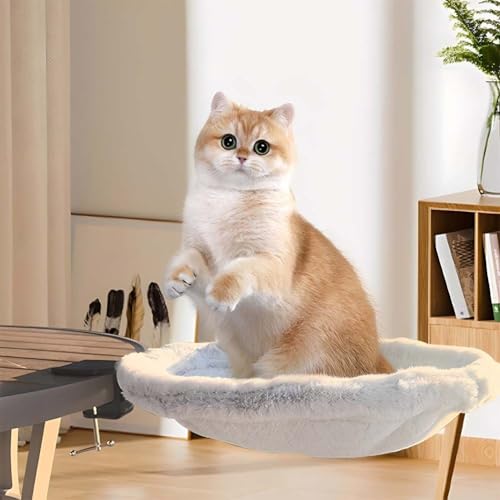 Katzen-Schreibtisch-Hängematte für Katzen, platzsparend, weiches Kaninchenfell-Material, maximale Belastung bis zu 20,4 kg, 40,6 cm im Durchmesser, abnehmbarer, waschbarer Bettbezug für verschiedene von Generisch