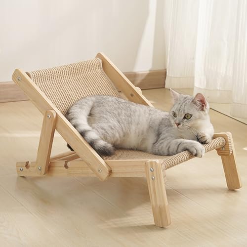 Katzen Sisal Stuhl, Cat Sisal Chair, Kratzstuhl Für Katzen, Sisal Cat Lounger Stuhl, Verstellbares Katzenbett Mit Hammock, Verstellbarer Katzen Sisal Loungesessel Aus Massivem von Generisch
