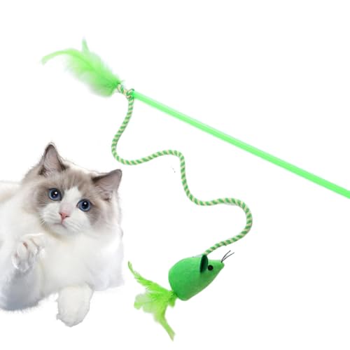 Katzen-Spielstab, Plüsch-Mäuse-Form, interaktiver Zauberstab für Kätzchen, Kätzchen-Übungsstab, Spielzeug mit Katzenminze für Katzen, Fitness, alle Rassengrößen von Generisch