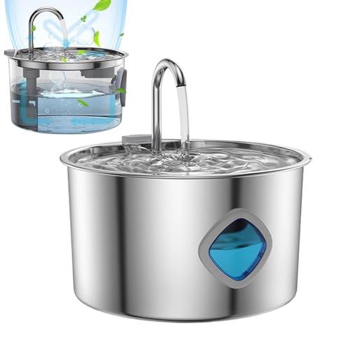 Katzen-Wasserbrunnen – 3,2 l Katzentrinkbrunnen Wasserspender | Edelstahlnapf, automatischer Haustierbedarf für den Innenbereich, große, mittelgroße und kleine Hunde, Kätzchen, Fütterung, Bewässerung von Generisch