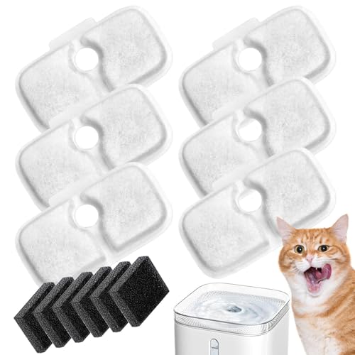 Katzen-Wasserfilter – Haustier-Wasserspender-Filter, Wasserspender | 6 Stück Aktivkohle-Schwamm fördert die Gesundheitshygiene, Wasserfilterschwamm Aktivkohlefilter für Katze Hund Brunnen von Generisch
