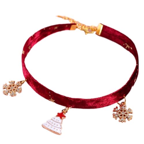 Katzen-Weihnachtshalsband mit Weihnachtsbaum-Schneeflocken-Anhänger, hochwertige Samt-Plüsch-Halskette, praktisches Halsband-Ornament mit weihnachtlichem Design und festlicher Atmosphäre, für Katzen-Weihnachtshalsband mit Weihnachtsbaum-Schneeflocken-Anhänger, hochwertige Samt-Plüsch-Halskette, praktisches Halsband-Ornament mit weihnachtlichem Design und festlicher Atmosphäre, für von Generisch